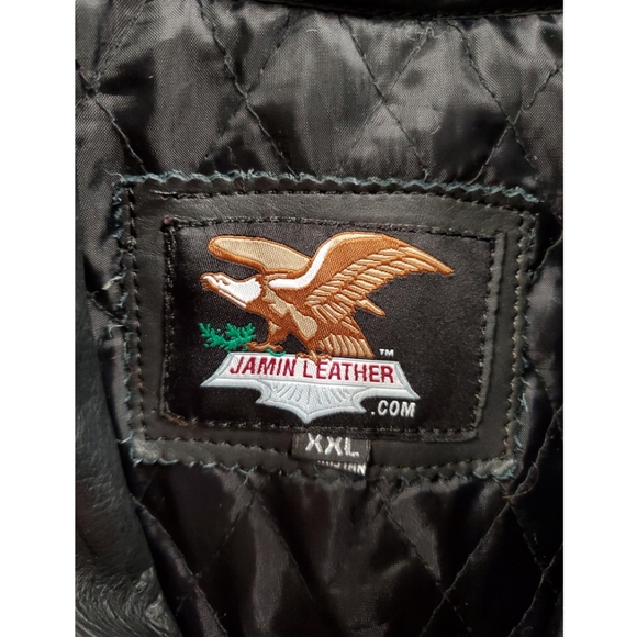 Jamin Leather Jacket w/inlays and Removable Liner Men's XXL Motorcycle Coat - Picture 4 of 10